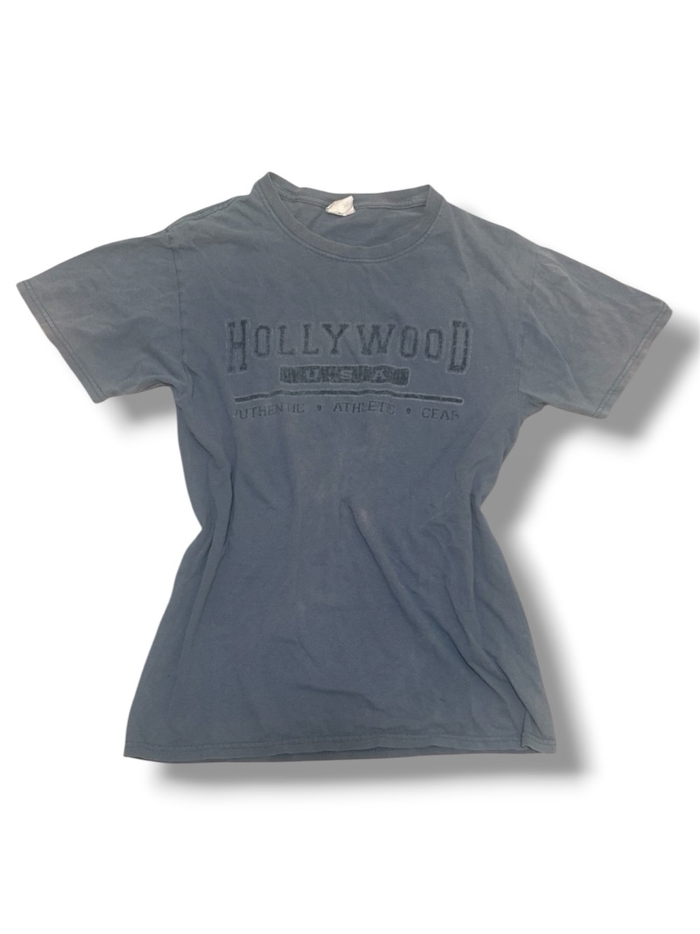 Retro 90s Fruit of the Loom Dusty Blue Authentic Hollywood Graphic T-Shirt